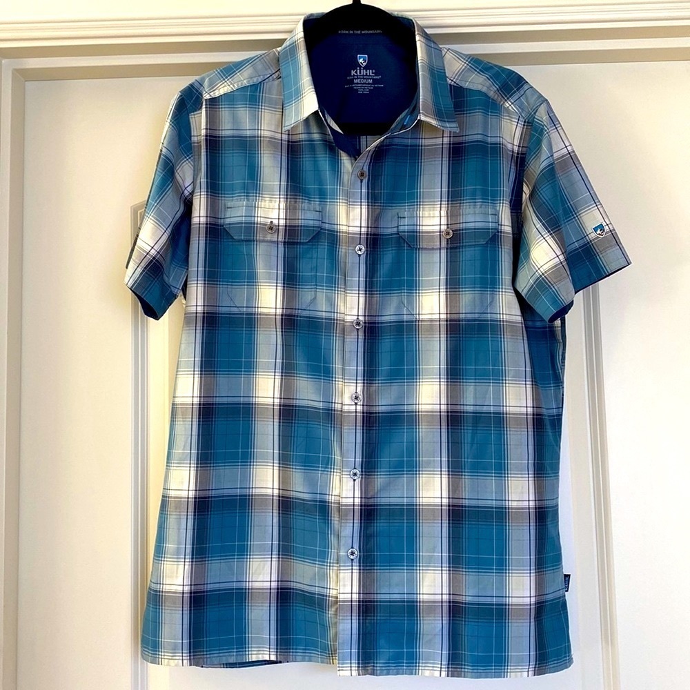 KUHL men's shirt Short sleeve plaid Casual outdoors quick dry Size M